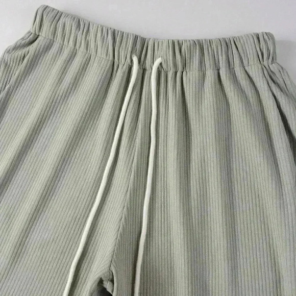 Light Grey Casual Mens Solid Tank Top & Drawstring Waist Pants - Picture 5 of 6